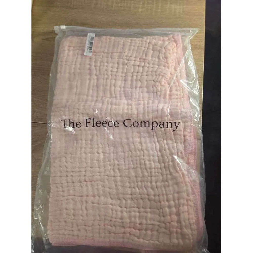The Fleece Company Pink 100% Natural Muslin Cotton Throw Blanket 130x150cm NEW